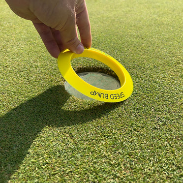 The Speed Bump and Center Cup can be inserted into any golf hole